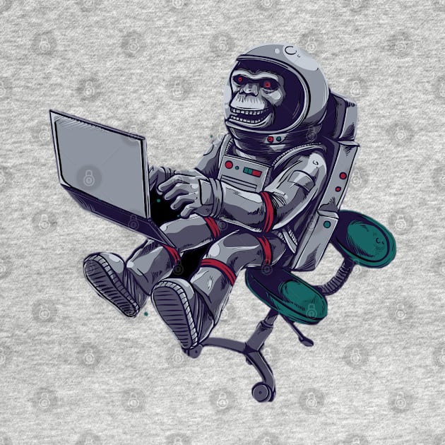 Astronaut Monkey With Laptop by kriitiika